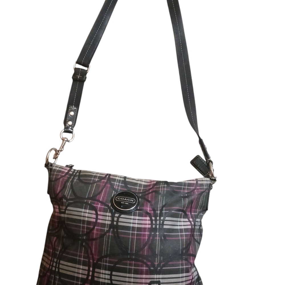 Coach Black and Purple Plaid Women's Bag
